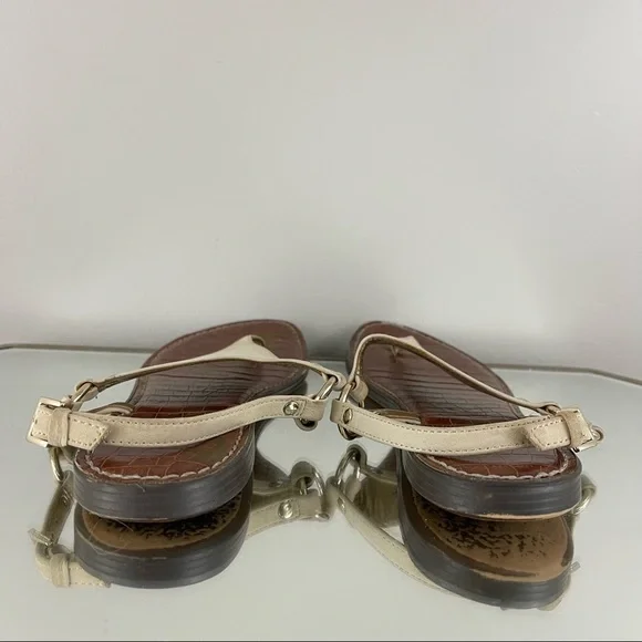 SAM EDELMAN Creme White Nubuck Leather Suede Greta Thong Sandal Flip Flops - Picture 6 of 12